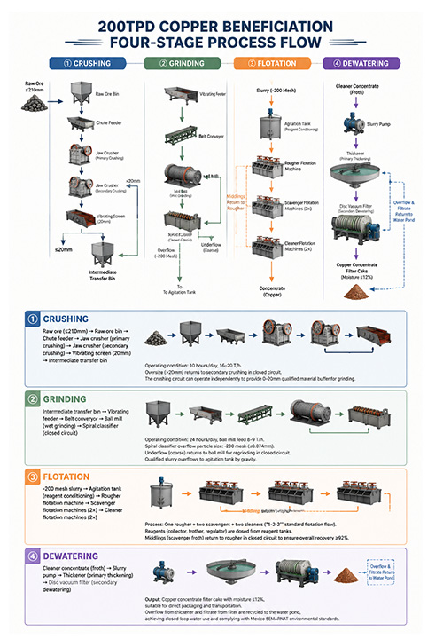 Mexico 200 TPD Copper Ore Processing Line