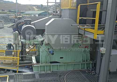 Baichy C90 jaw crusher feeding river stone cobblestone at fixed crushing plant Luzon