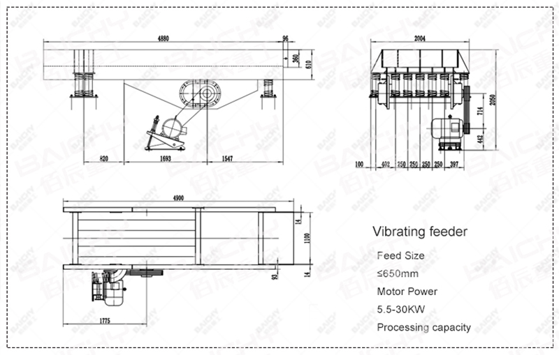 Vibrating feeder outline drawing