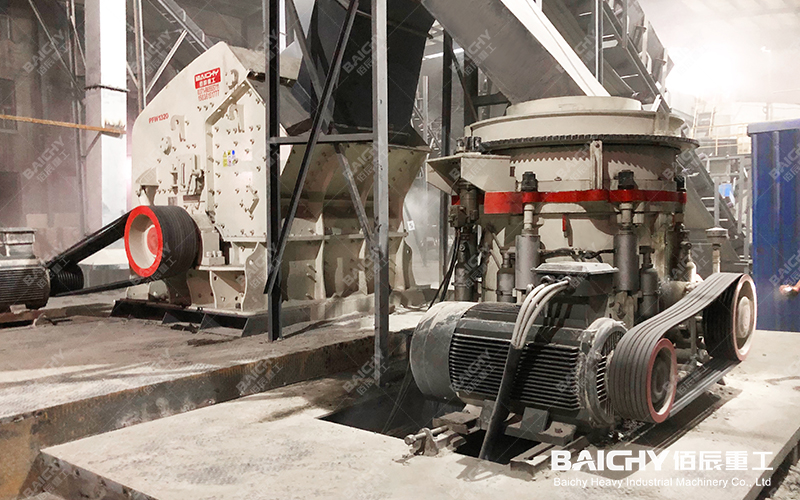 Hydraulic cone crusher on-site operation diagram