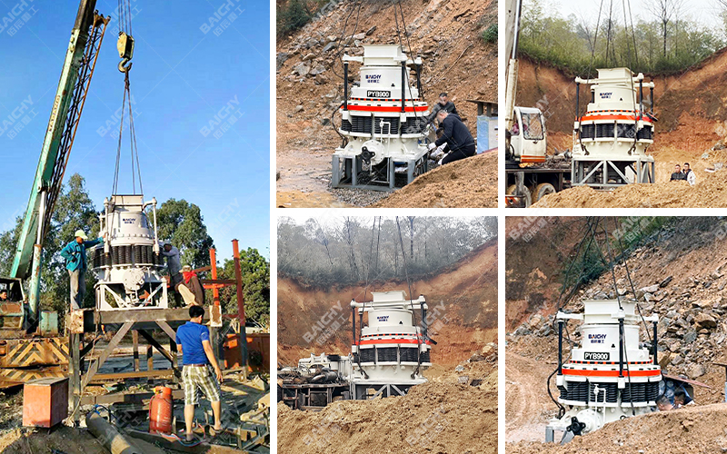 Spring cone crusher granite crushing site