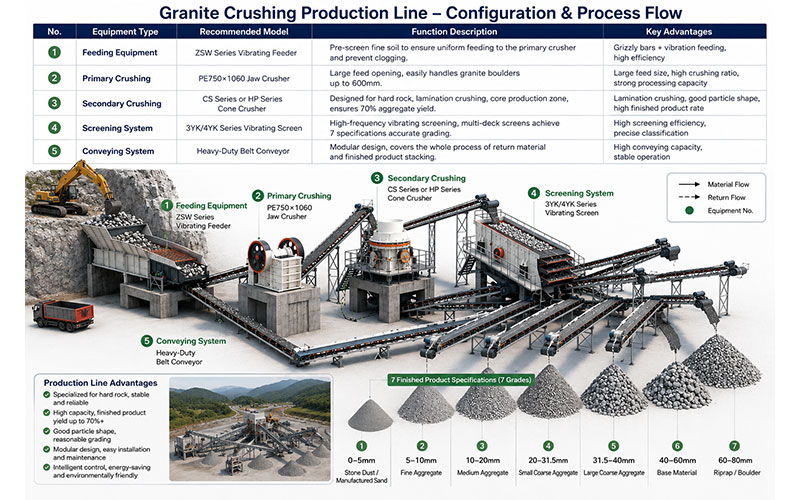 500–1000 m³/Day Granite Crushing Line: A High-Yield Solution for Highly Abrasive Hard Rock