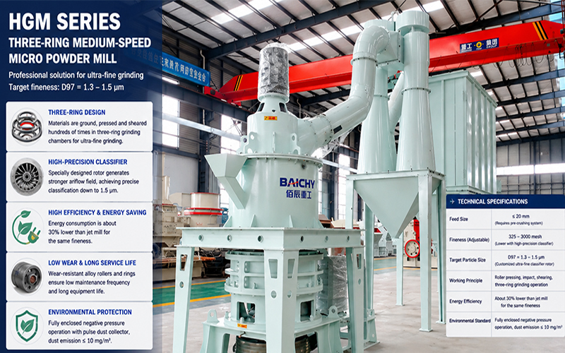 HGM Series Three-Ring Medium-Speed ​​Micro-Powder Mill + Multi-Stage High-Precision Classifier System