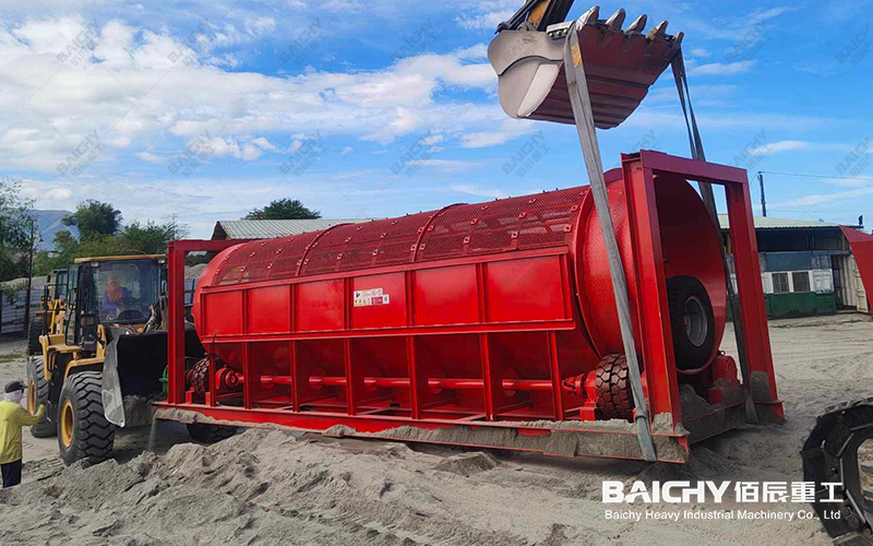 Rotary drum screen customer site