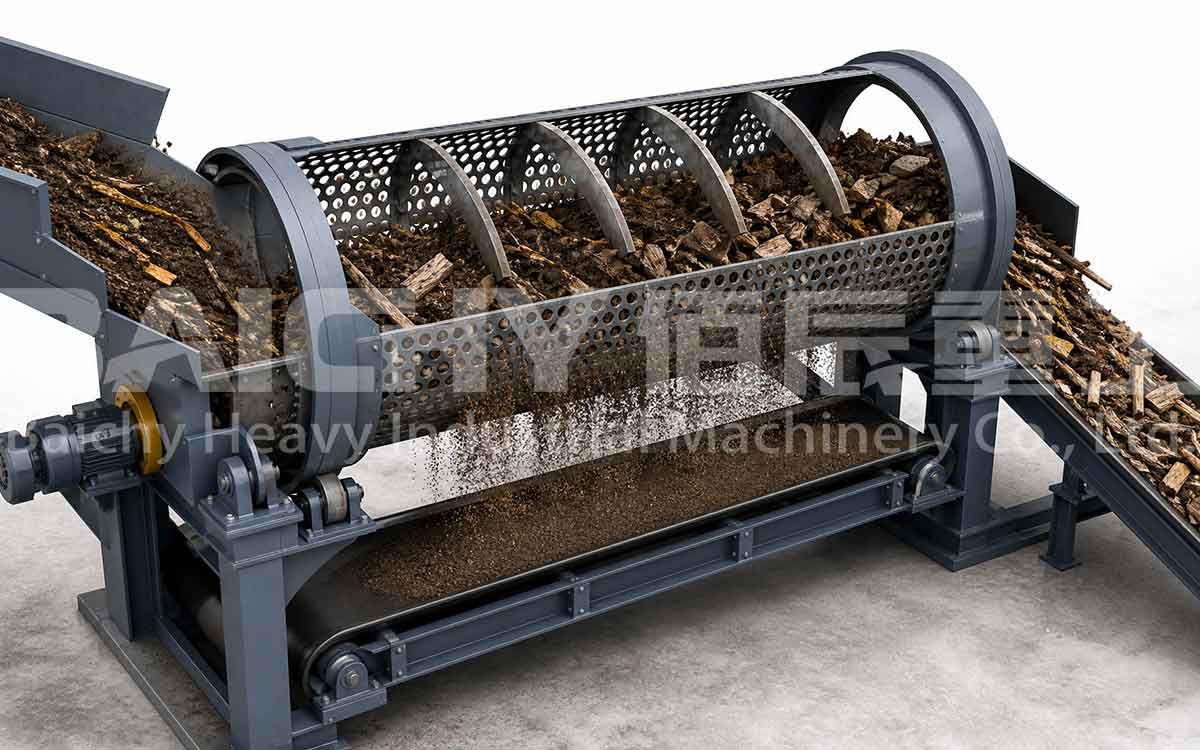 Trommel Screen for Wood Waste and Soil