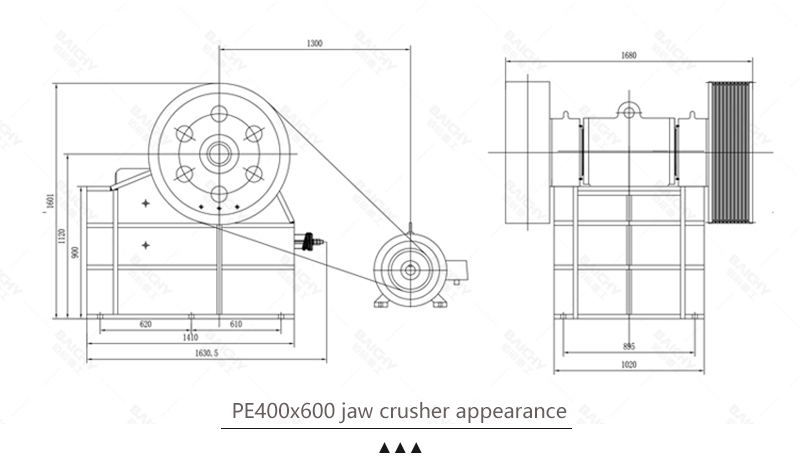 PE400x600 Jaw Crusher Outline Dimensions Diagram