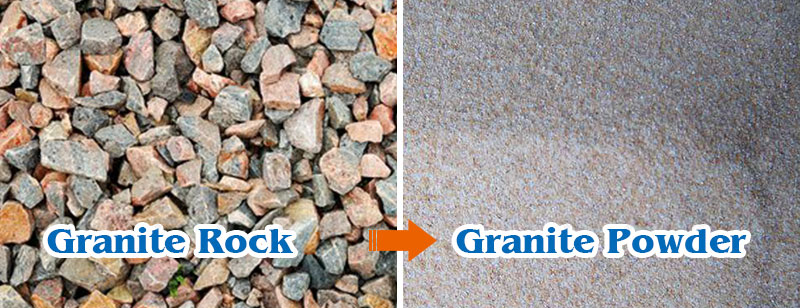 Granite rock to granite powder