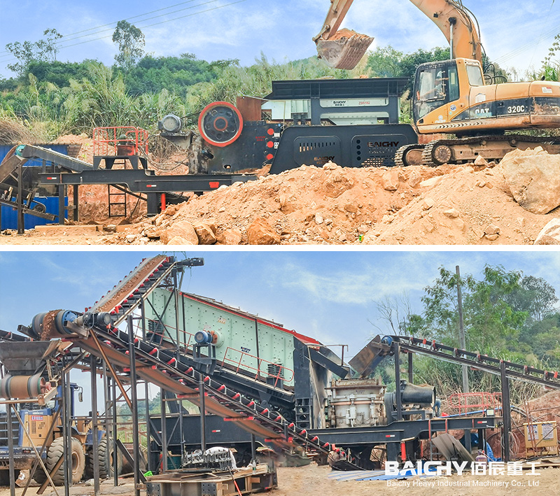 mobile jaw and cone crushing plant