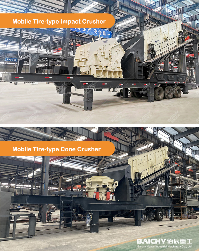 Mobile Tire-type Impact Crusher and Cone Crusher