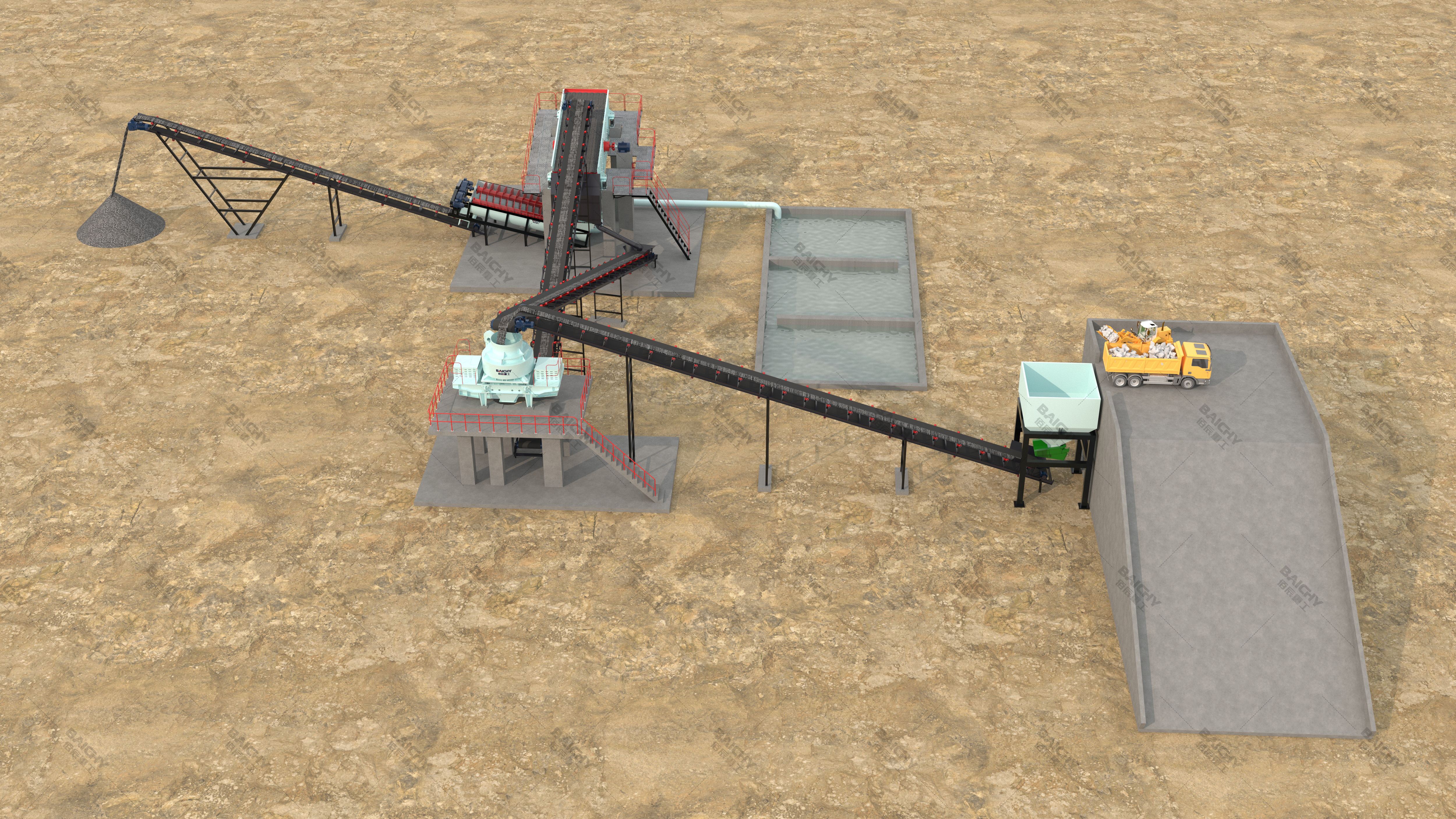 Sand Making Production Line Process Layout Diagram
