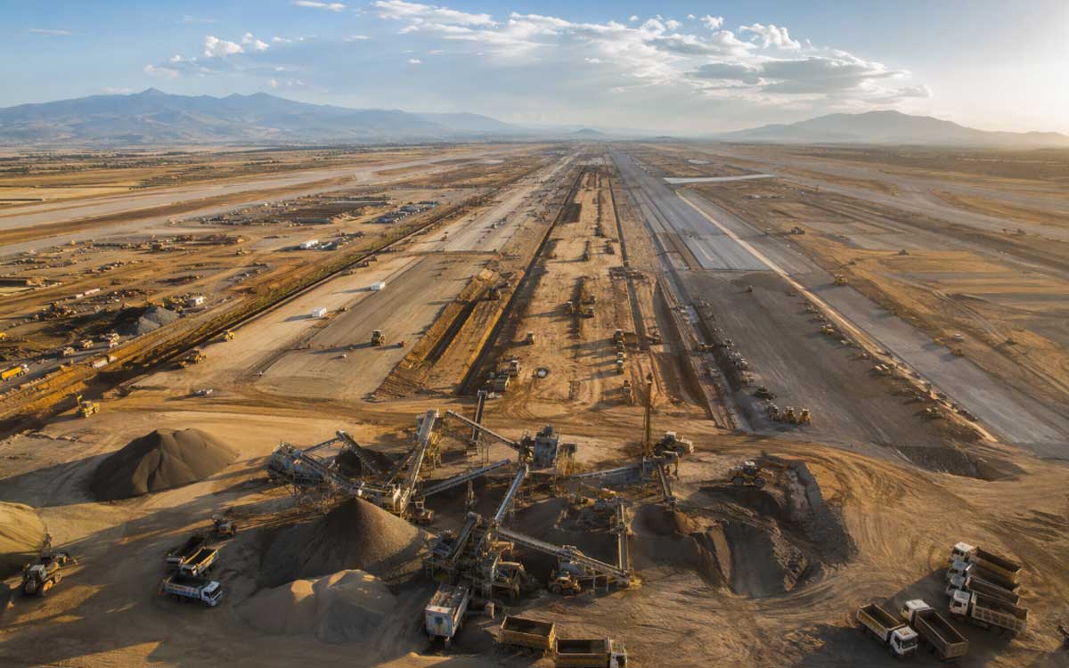 Airport runway construction site