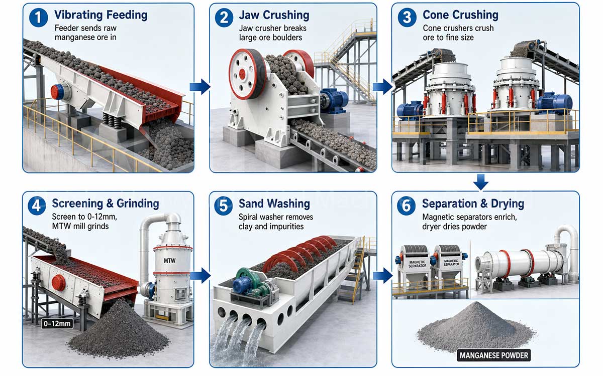 Manganese Ore Crushing Equipment and Processing Flow