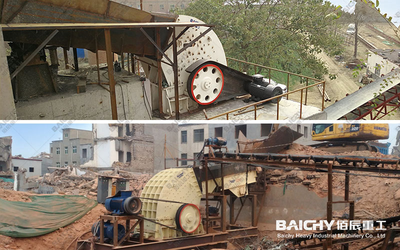 Customer site featuring a heavy-duty hammer crusher