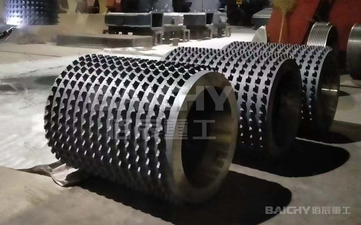 Detailed view of the toothed roll crusher