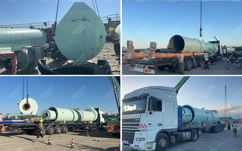 Photos of single-drum dryer shipment from the port