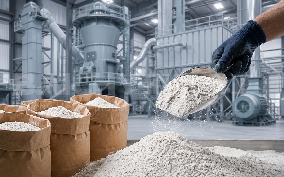 Display of Finished Limestone Powder Products