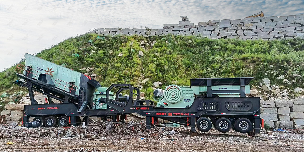 Mobile jaw and cone crushing plant